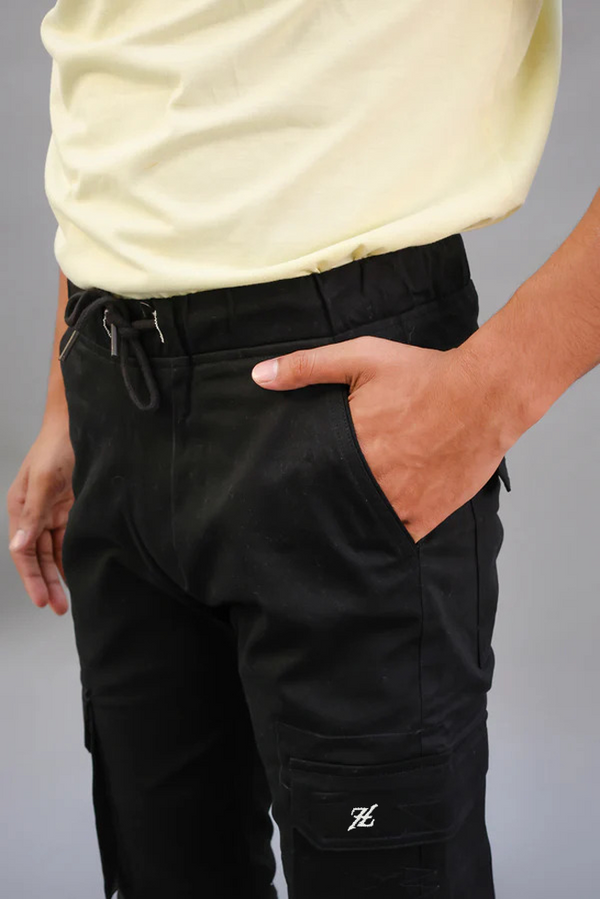 Black Cargo Six Pocket Stretchable Trouser