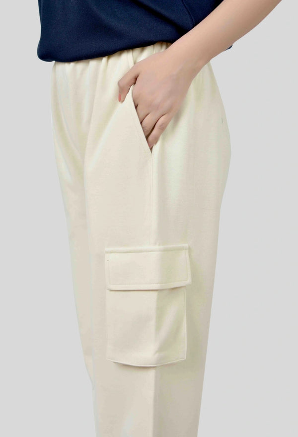 Cream Interlock Cargo Trouser