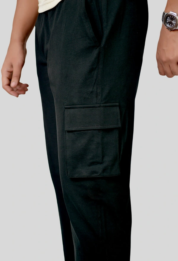 Jet Black Interlock Cargo Trouser